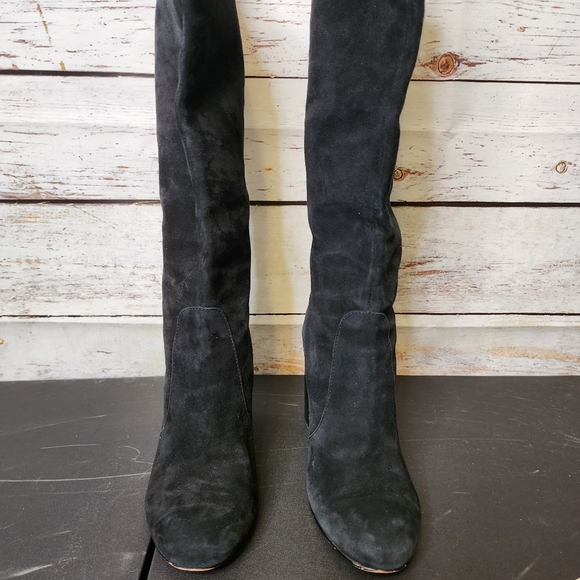 Dolce Vita Black Suede Knee High Heeled Boot..size 9 - Picture 5 of 8